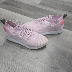 PUMA Women's Muse EvoKnit sneakers in a pink colorway.